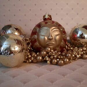 Christmas Ornaments and 9' Gold Braided Garland